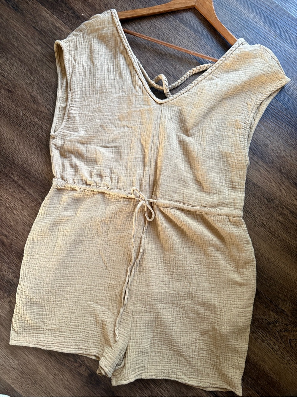 Crinkle Cotton Natural Fibres Romper L